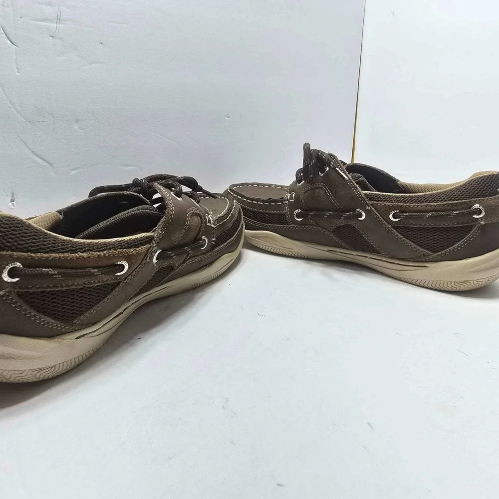Margaritaville Speed Boat Mens 9 Brown Leather Mesh Boat Shoes MG1105K